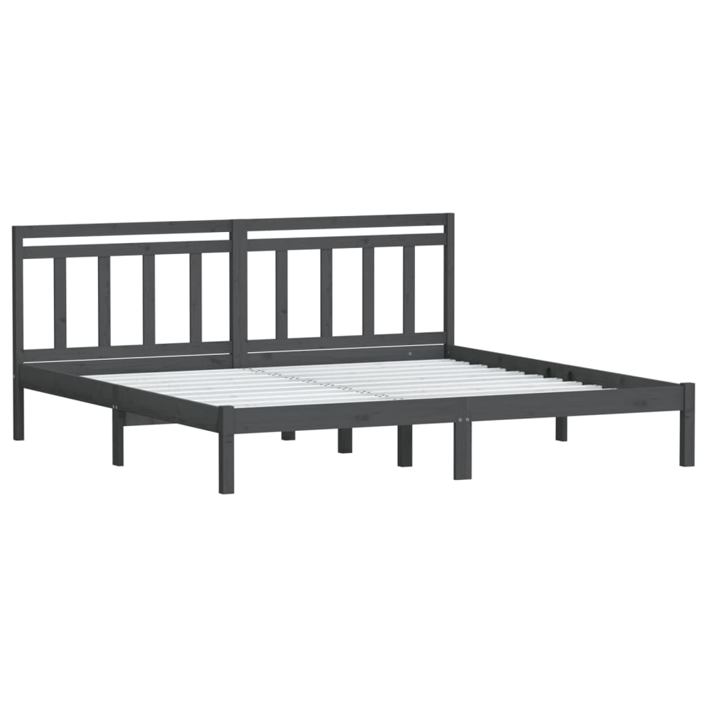 Bedframe Massief Grenenhout 200 x 200 cm Grijs