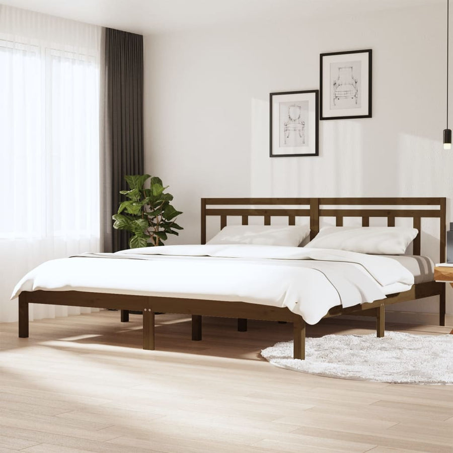 Bedframe Massief Grenenhout 200 x 200 cm Honingbruin