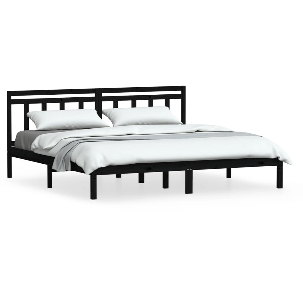 Bedframe Massief Grenenhout 200 x 200 cm Zwart
