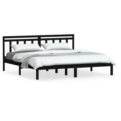 Bedframe Massief Grenenhout 200 x 200 cm Zwart