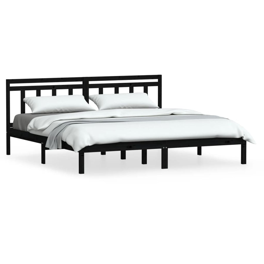 Bedframe Massief Grenenhout 200 x 200 cm Zwart