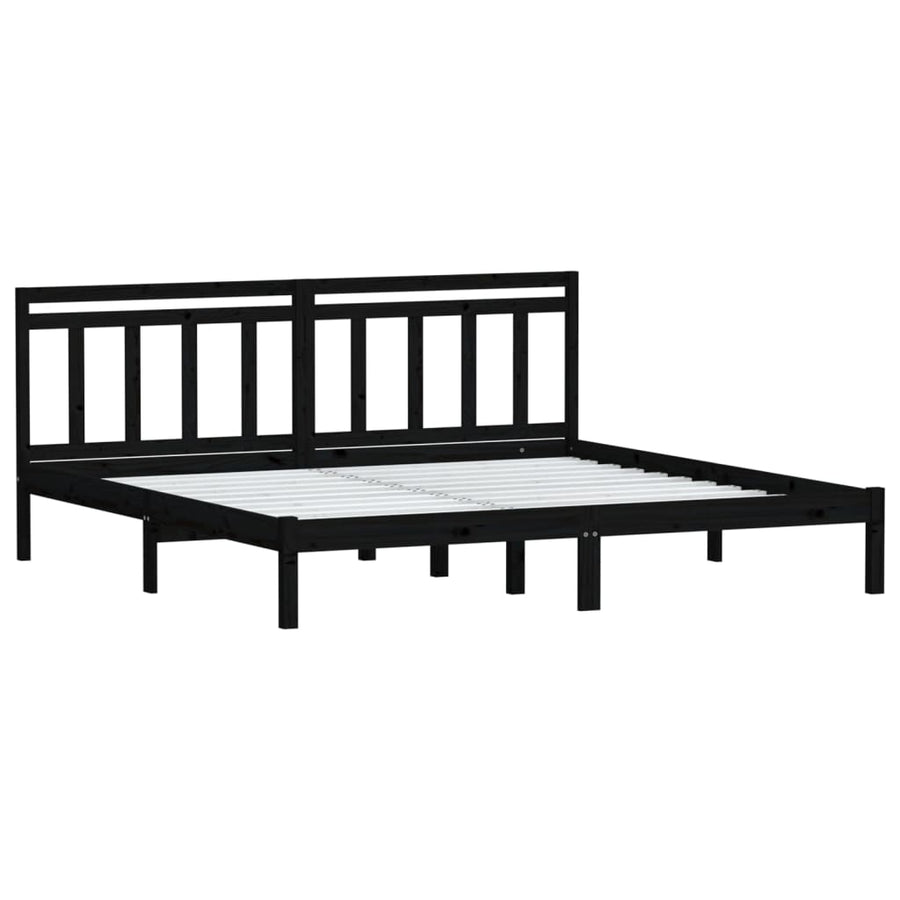 Bedframe Massief Grenenhout 200 x 200 cm Zwart