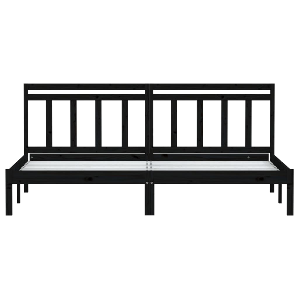 Bedframe Massief Grenenhout 200 x 200 cm Zwart