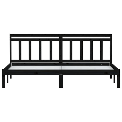 Bedframe Massief Grenenhout 200 x 200 cm Zwart
