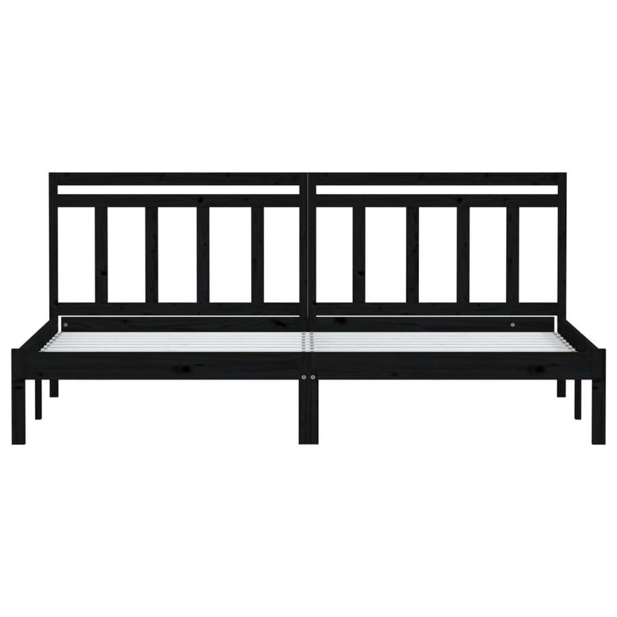 Bedframe Massief Grenenhout 200 x 200 cm Zwart