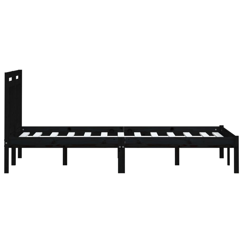 Bedframe Massief Grenenhout 200 x 200 cm Zwart