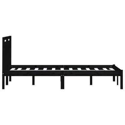 Bedframe Massief Grenenhout 200 x 200 cm Zwart