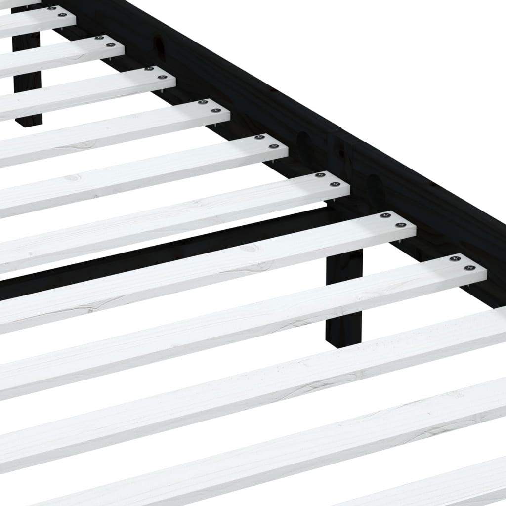 Bedframe Massief Grenenhout 200 x 200 cm Zwart