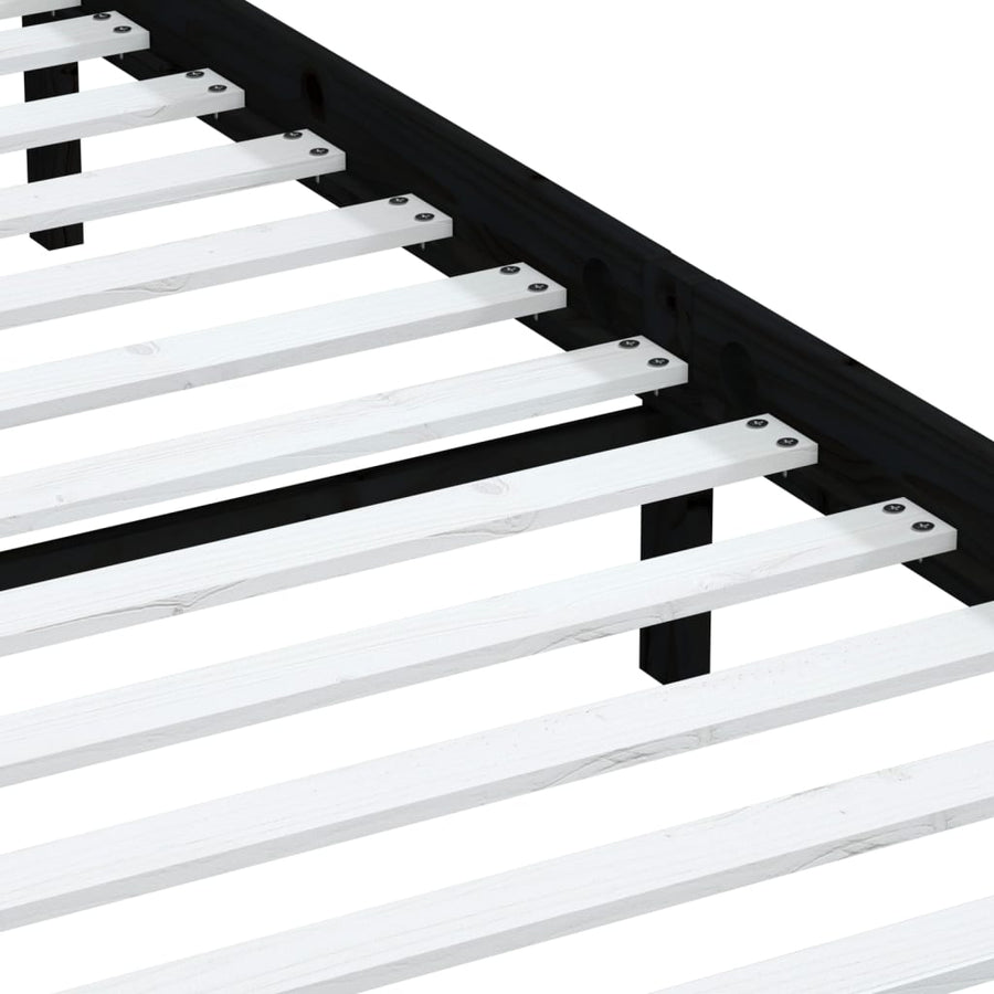 Bedframe Massief Grenenhout 200 x 200 cm Zwart