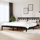 Solid pine bed frame black 200x200 cm