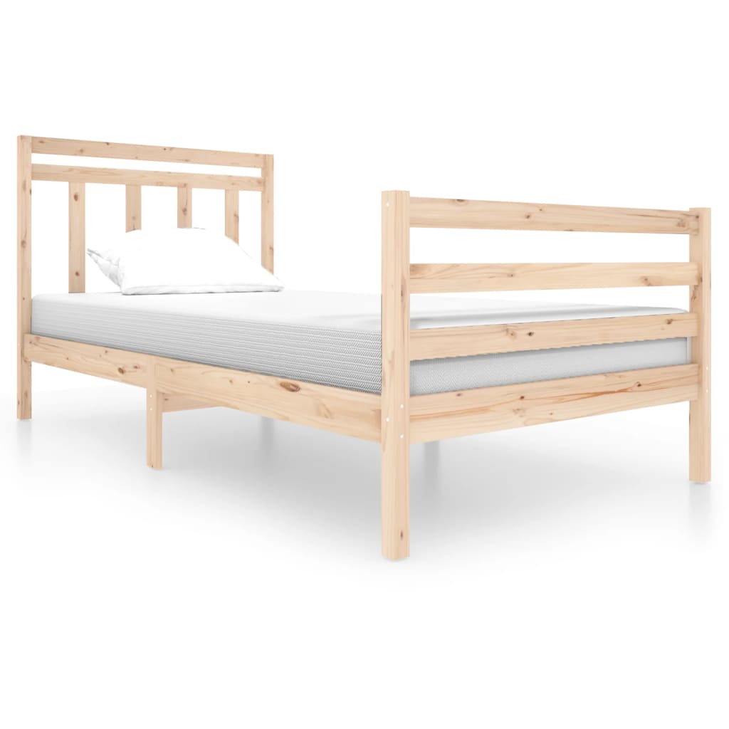 Bedframe Massief Hout 100 x 200 cm Naturel