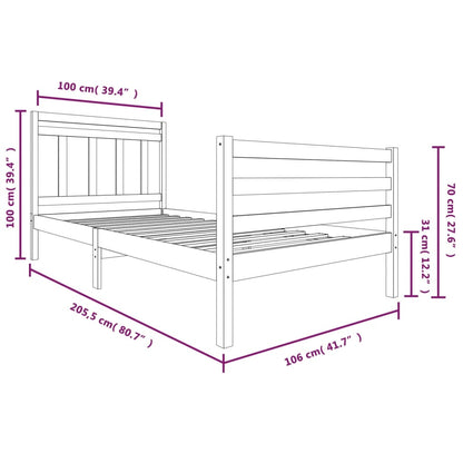 Bedframe Massief Hout 100 x 200 cm Naturel