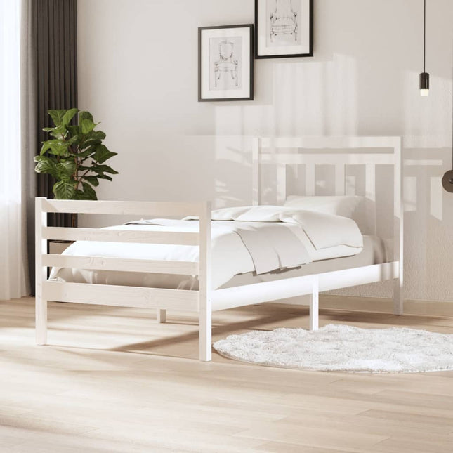 Bedframe Massief Hout 100 x 200 cm Wit