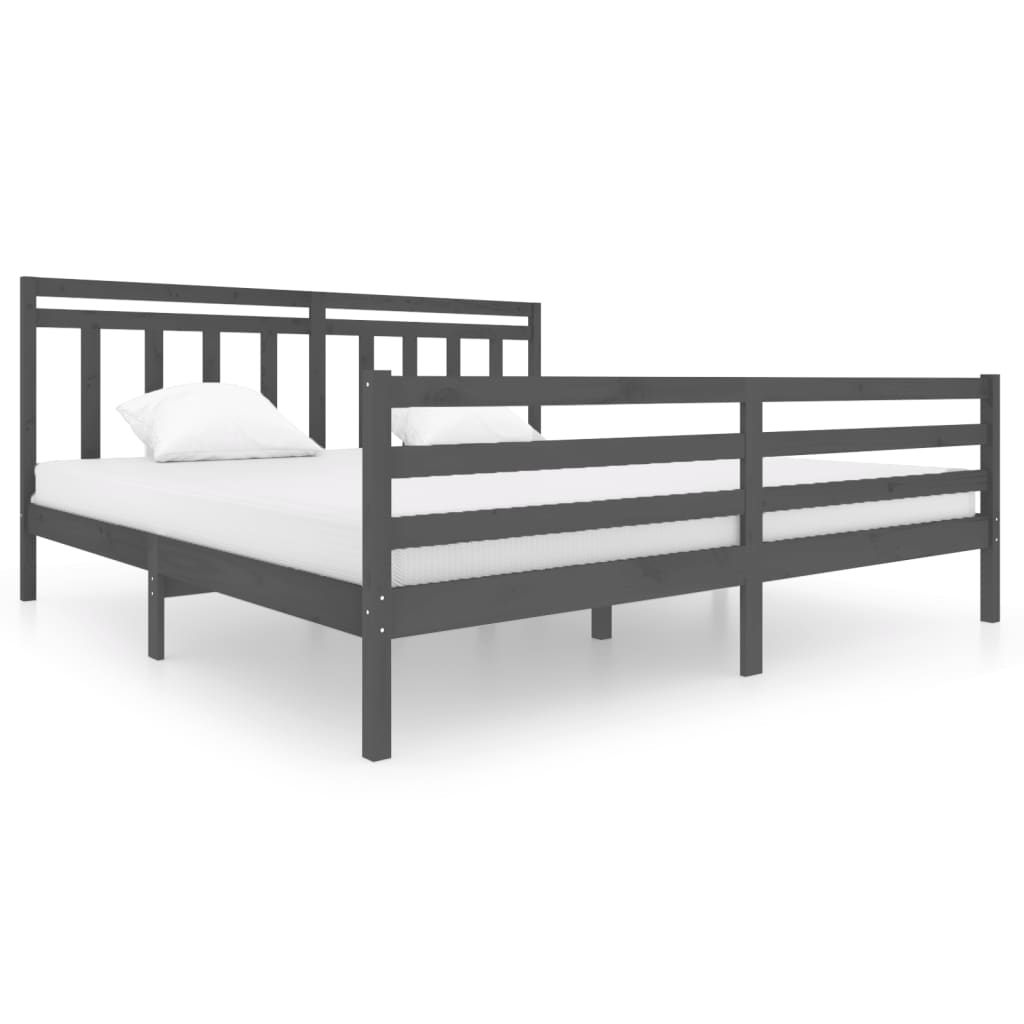 Bedframe Massief Hout 200 x 200 cm Grijs