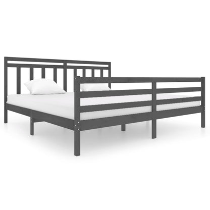Bedframe Massief Hout 200 x 200 cm Grijs