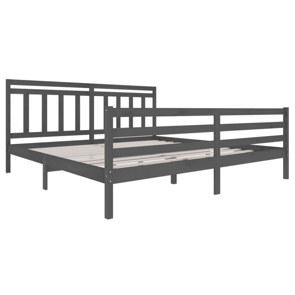 Bedframe Massief Hout 200 x 200 cm Grijs