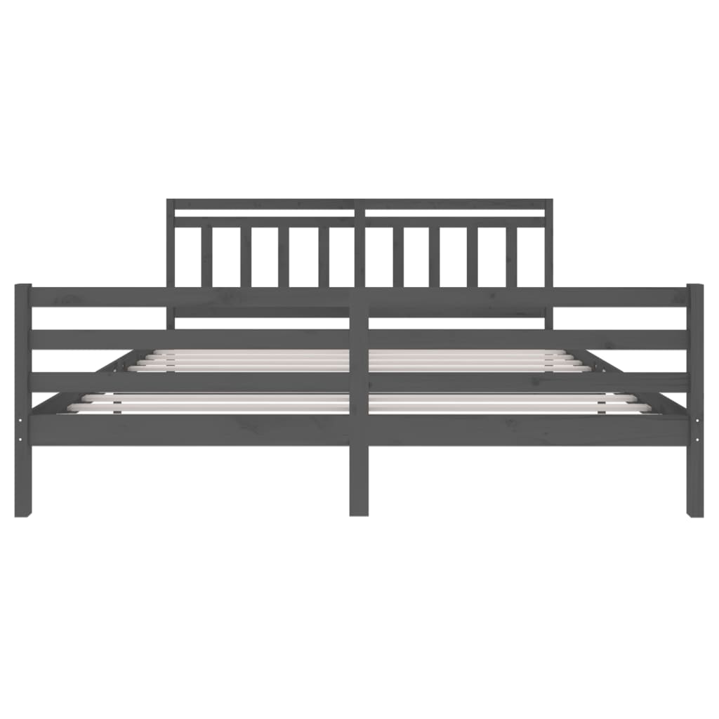 Bedframe Massief Hout 200 x 200 cm Grijs