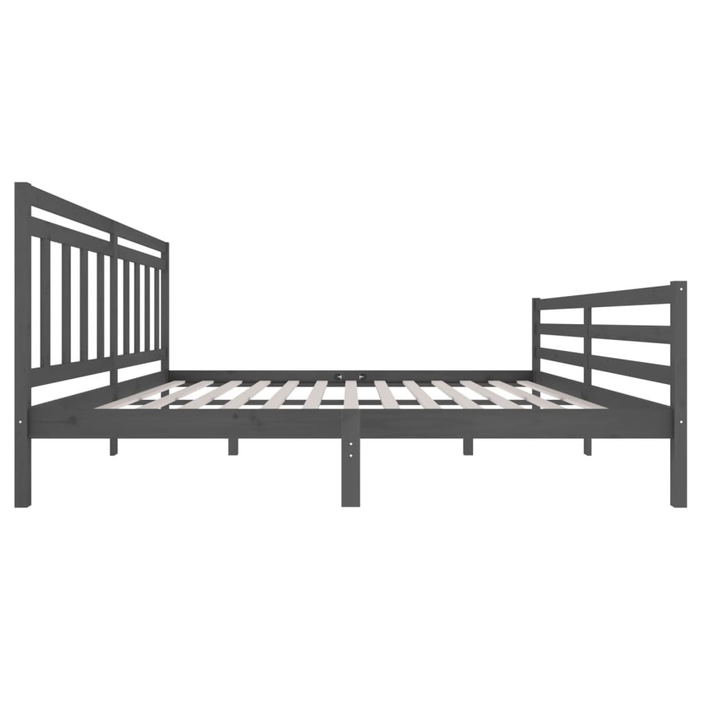 Bedframe Massief Hout 200 x 200 cm Grijs