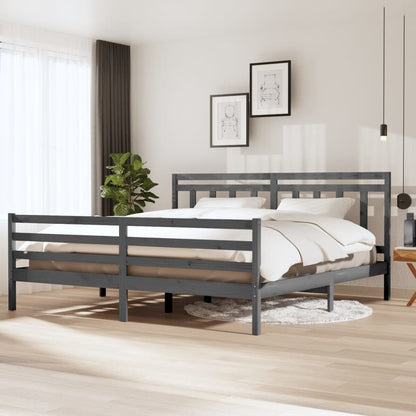 Bedframe Massief Hout 200 x 200 cm Grijs