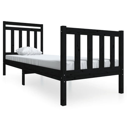 Bedframe massief hout zwart 75x190 cm 2FT6 Small Single 75 x 190 cm Zwart