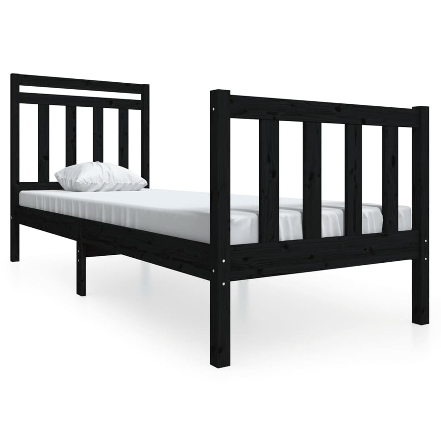 Bedframe massief hout zwart 75x190 cm 2FT6 Small Single 75 x 190 cm Zwart