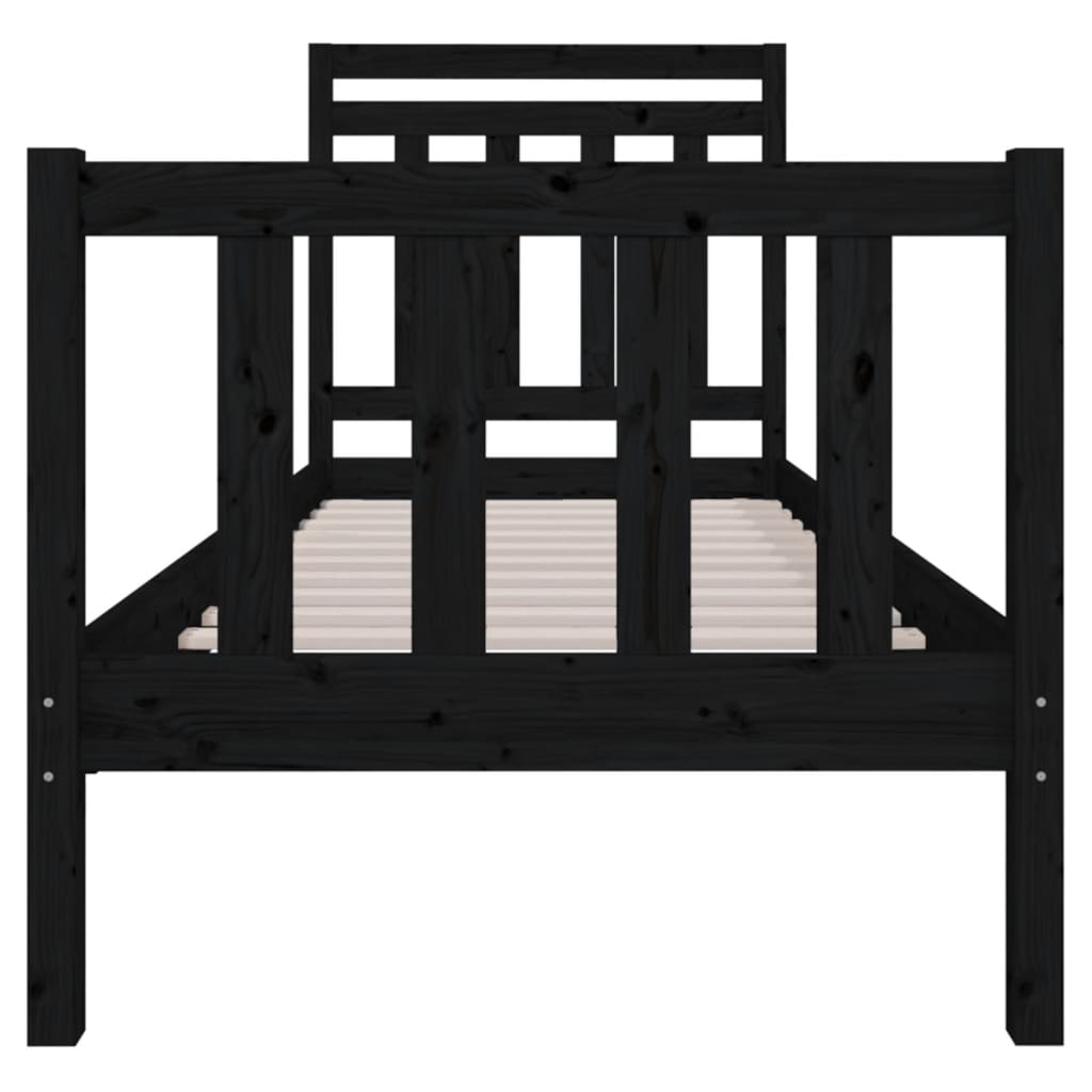 Bedframe massief hout zwart 75x190 cm 2FT6 Small Single 75 x 190 cm Zwart