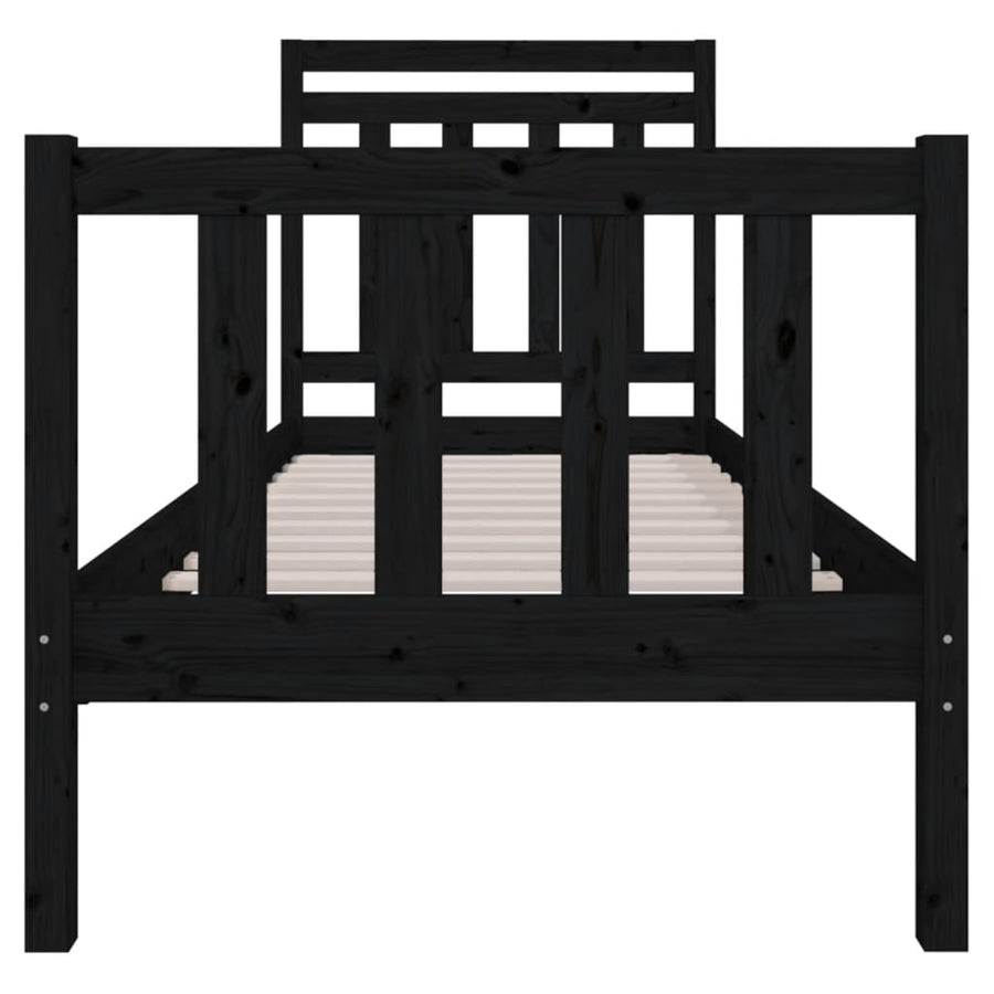 Bedframe massief hout zwart 75x190 cm 2FT6 Small Single 75 x 190 cm Zwart