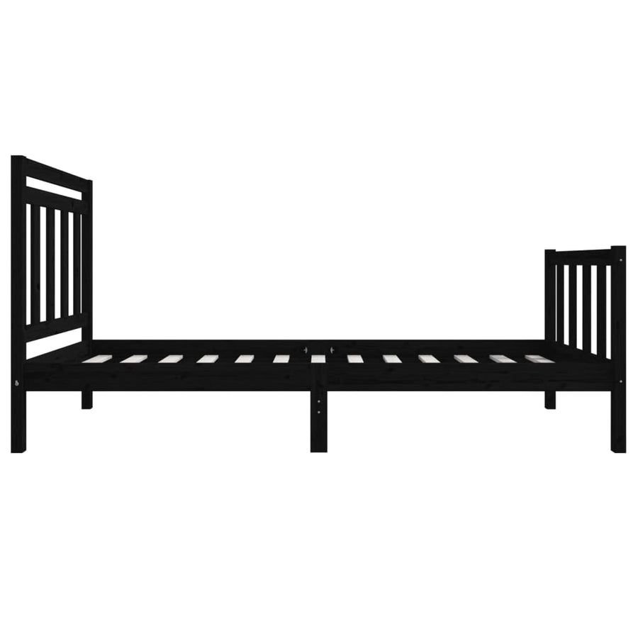 Bedframe massief hout zwart 75x190 cm 2FT6 Small Single 75 x 190 cm Zwart