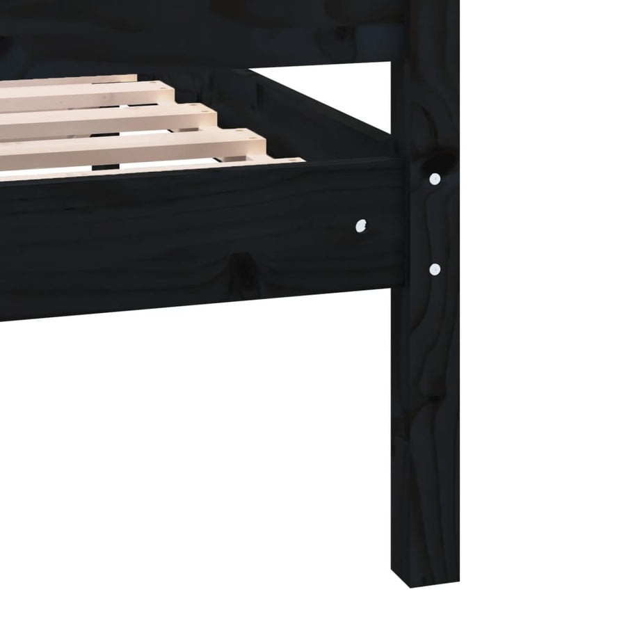 Bedframe massief hout zwart 75x190 cm 2FT6 Small Single 75 x 190 cm Zwart