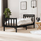 Solid wood bed frame black 75x190 cm