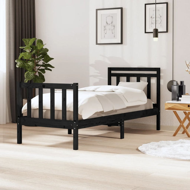 Bedframe massief hout zwart 90x190 cm 3FT6 Single