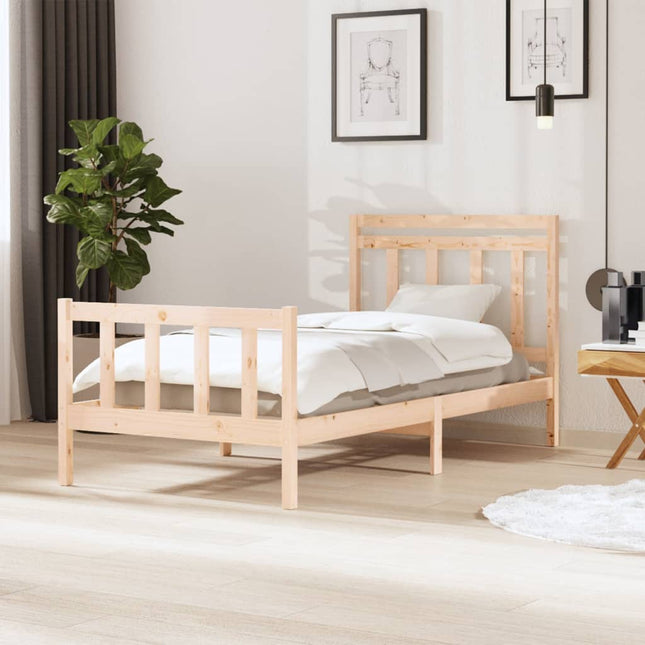 Bedframe Massief Hout 100 x 200 cm Naturel