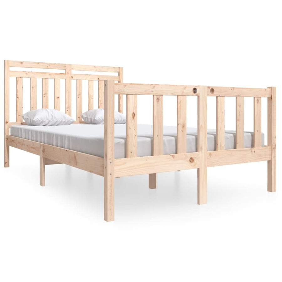 Bedframe Massief Hout 140 x 200 cm Naturel