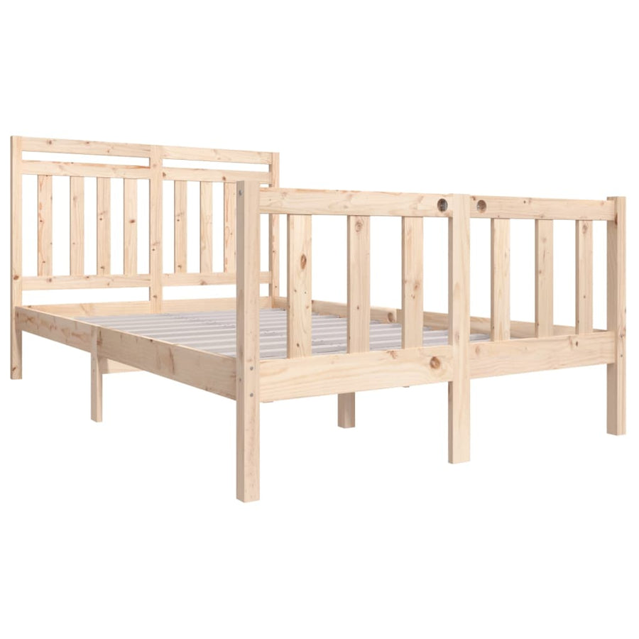 Bedframe Massief Hout 140 x 200 cm Naturel