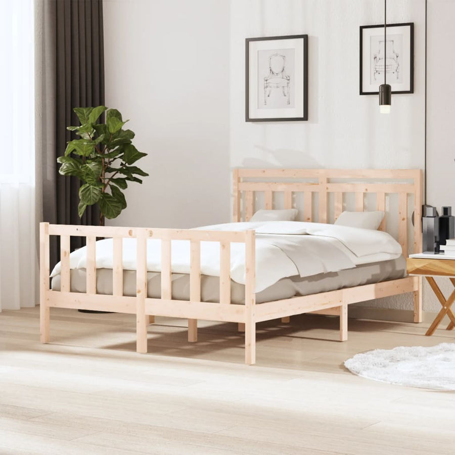 Bedframe Massief Hout 140 x 200 cm Naturel