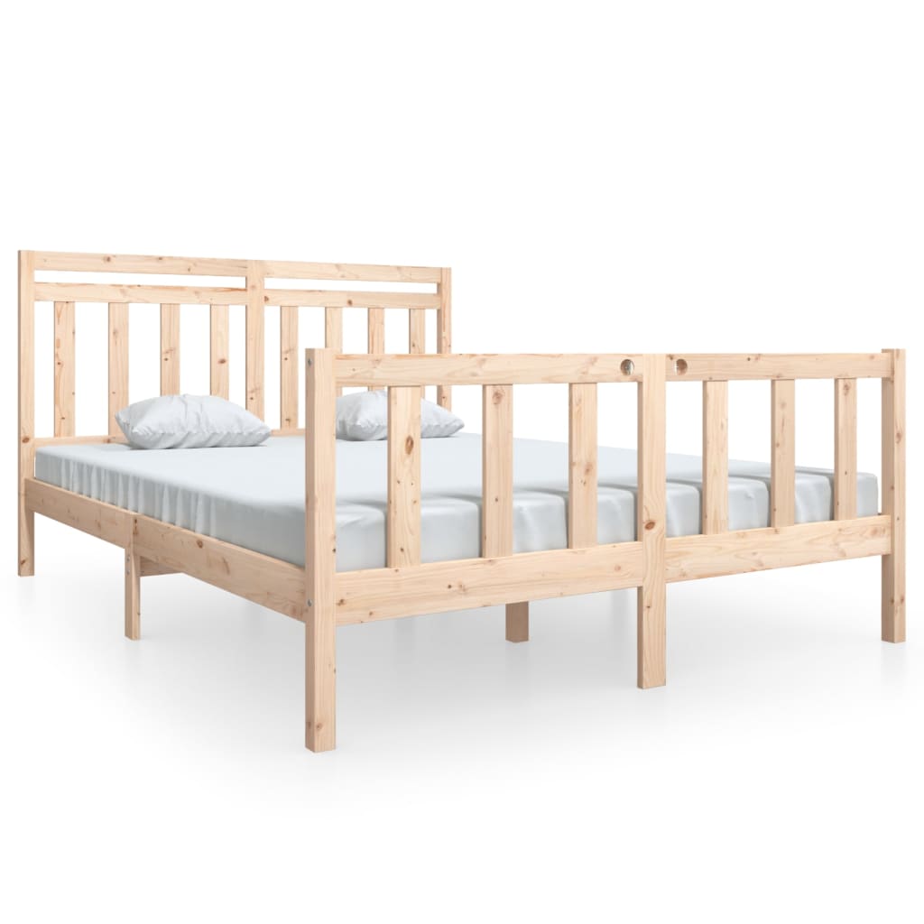 Bedframe Massief Hout 160 x 200 cm Naturel
