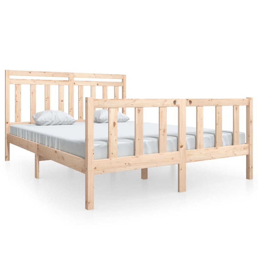 Bedframe Massief Hout 160 x 200 cm Naturel