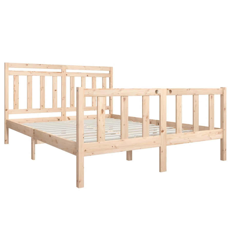 Bedframe Massief Hout 160 x 200 cm Naturel