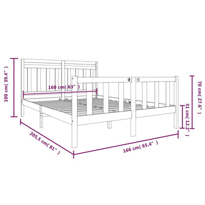 Bedframe Massief Hout 160 x 200 cm Naturel