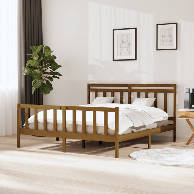 Bedframe Massief Hout 160 x 200 cm Honingbruin