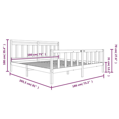 Bedframe massief hout 180x200 cm
