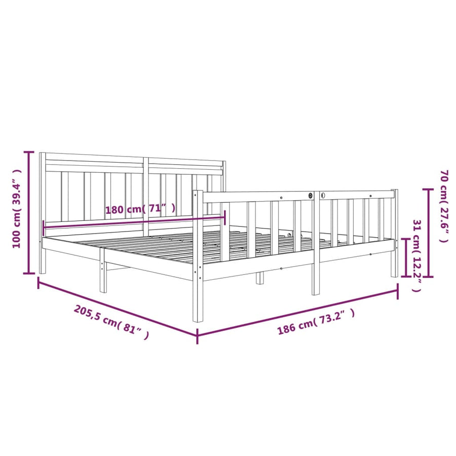 Bedframe massief hout 180x200 cm