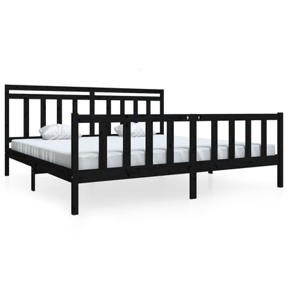 Bedframe Massief Hout 200 x 200 cm Zwart
