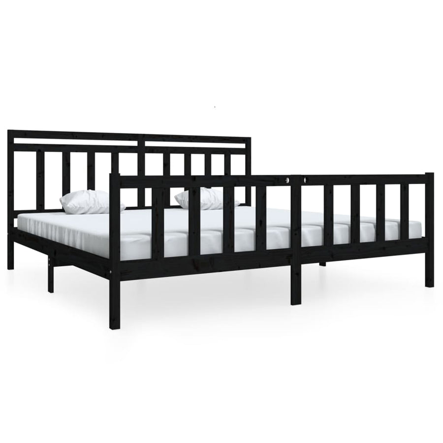 Bedframe Massief Hout 200 x 200 cm Zwart