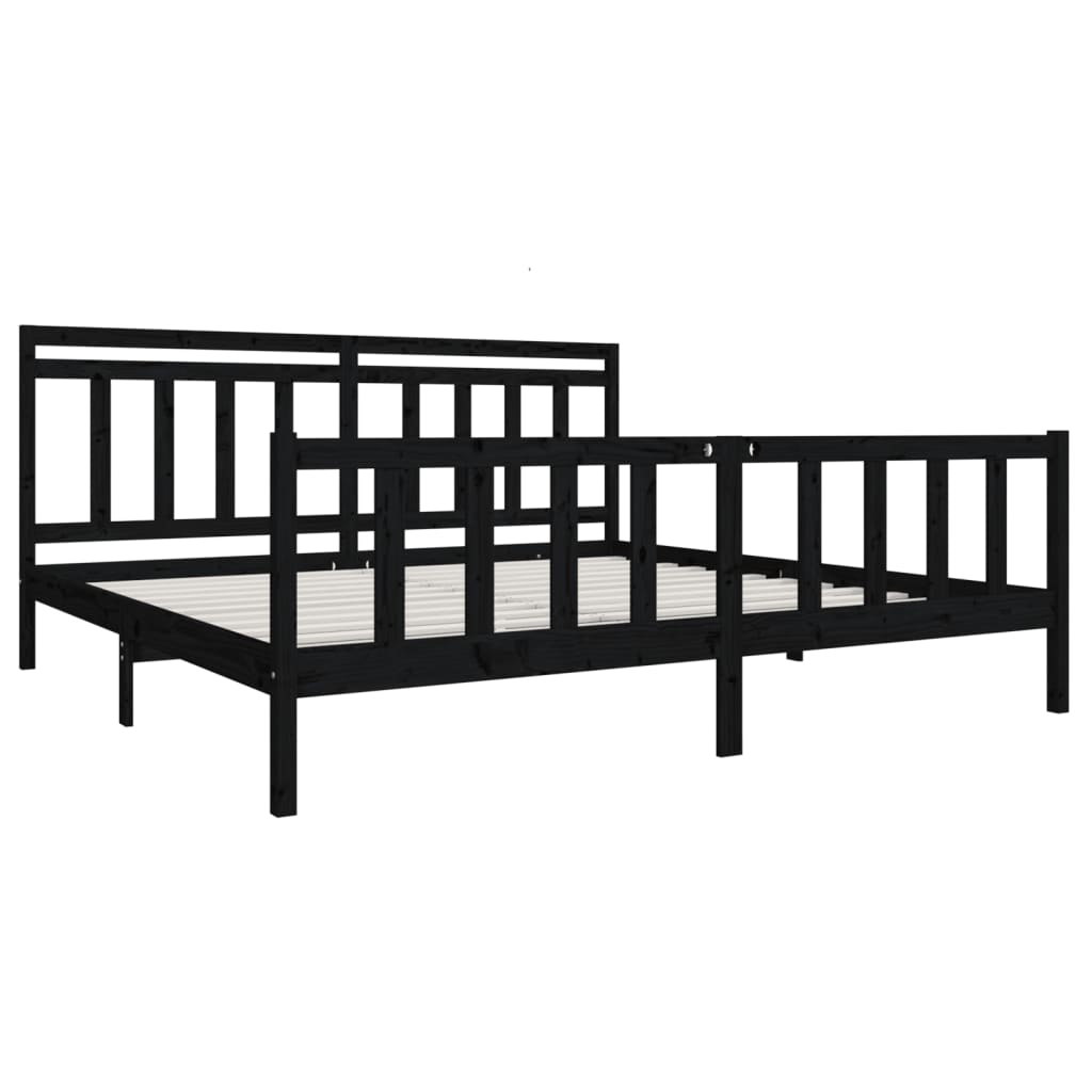 Bedframe Massief Hout 200 x 200 cm Zwart