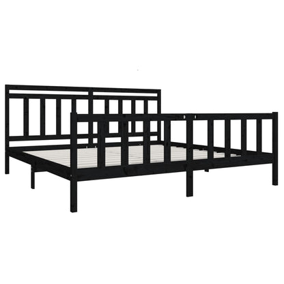 Bedframe Massief Hout 200 x 200 cm Zwart