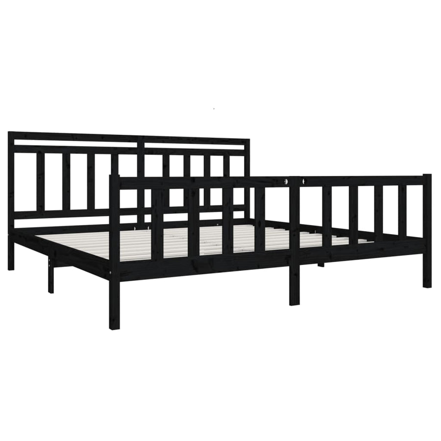 Bedframe Massief Hout 200 x 200 cm Zwart