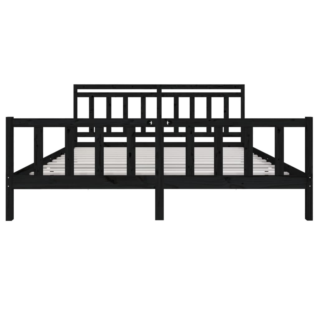 Bedframe Massief Hout 200 x 200 cm Zwart