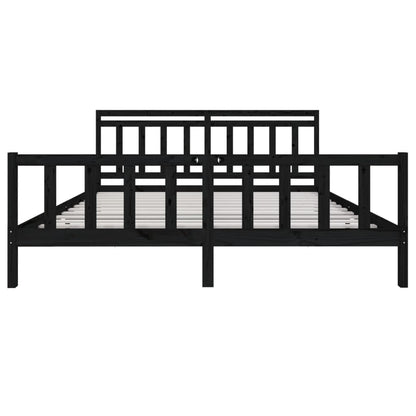 Bedframe Massief Hout 200 x 200 cm Zwart
