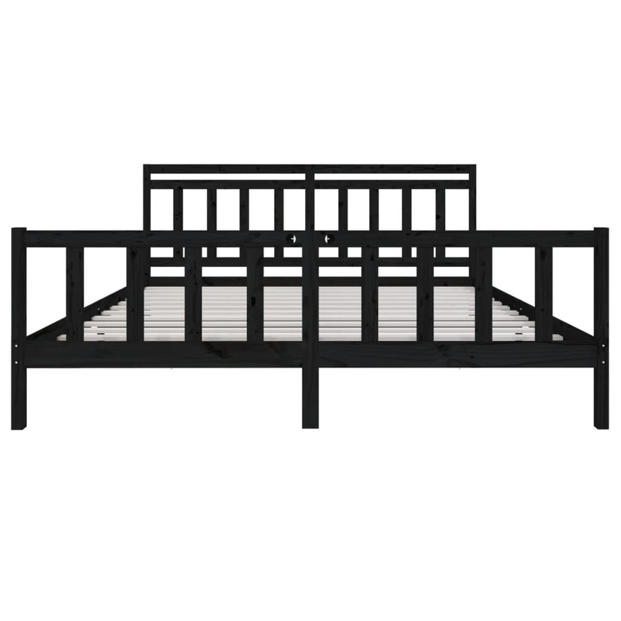 Bedframe Massief Hout 200 x 200 cm Zwart